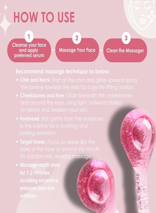 Lazzybeauty Ice Globes Facial Cooling Tools, Cryo Beauty Balls with Anti-Slip Handle for Face, Eyes & Neck, Soothing Cold Massage Tool for Relaxing & Refreshing Skincare Routine, Glitter Pink - Image 5
